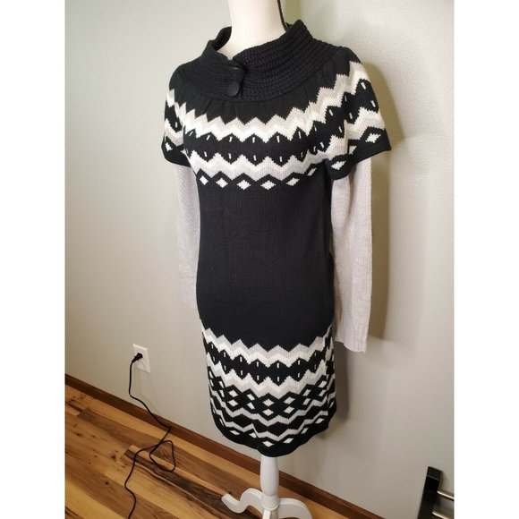 Eten Size XL Sweater Dress Black Gray Layered - Picture 2 of 6